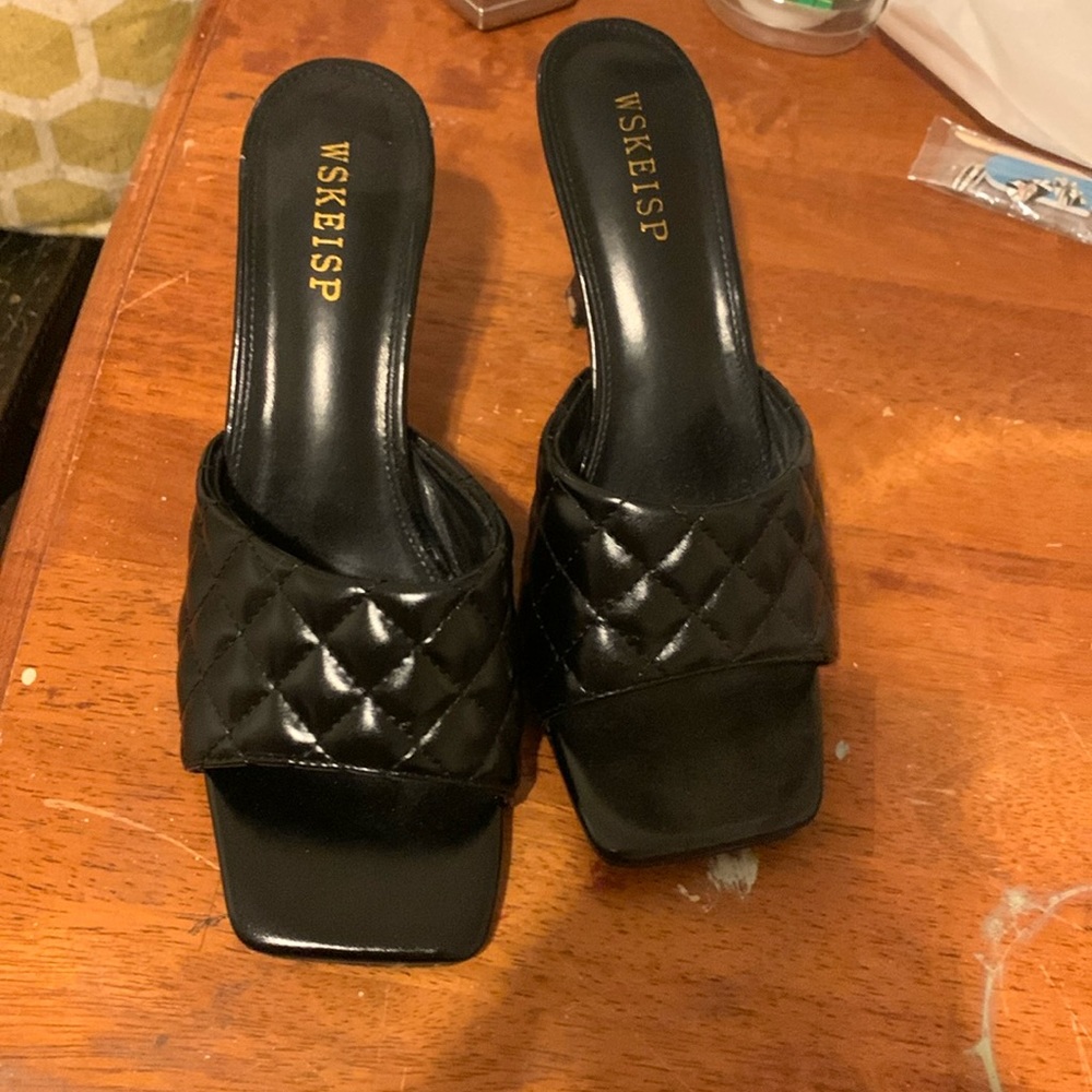 Quilted high heel mule